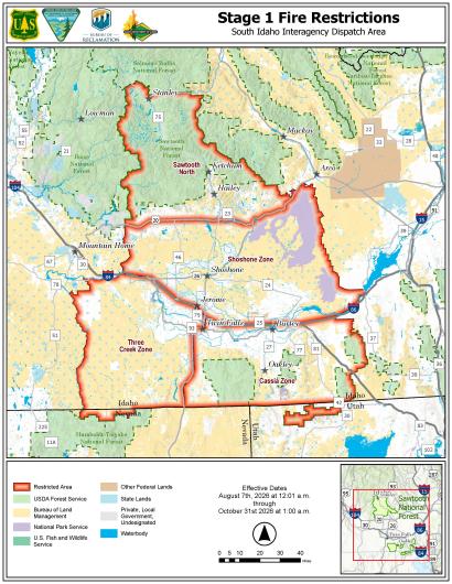 その他 Combined Disasters PSA8 INWO Stage 1 Fire Restrictions extend to all southern Idaho zones